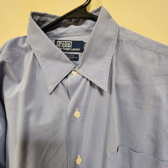 Polo Ralph Lauren Shirt Men Large Sky Blue Striped Warwick Button Down - Picture 3 of 14
